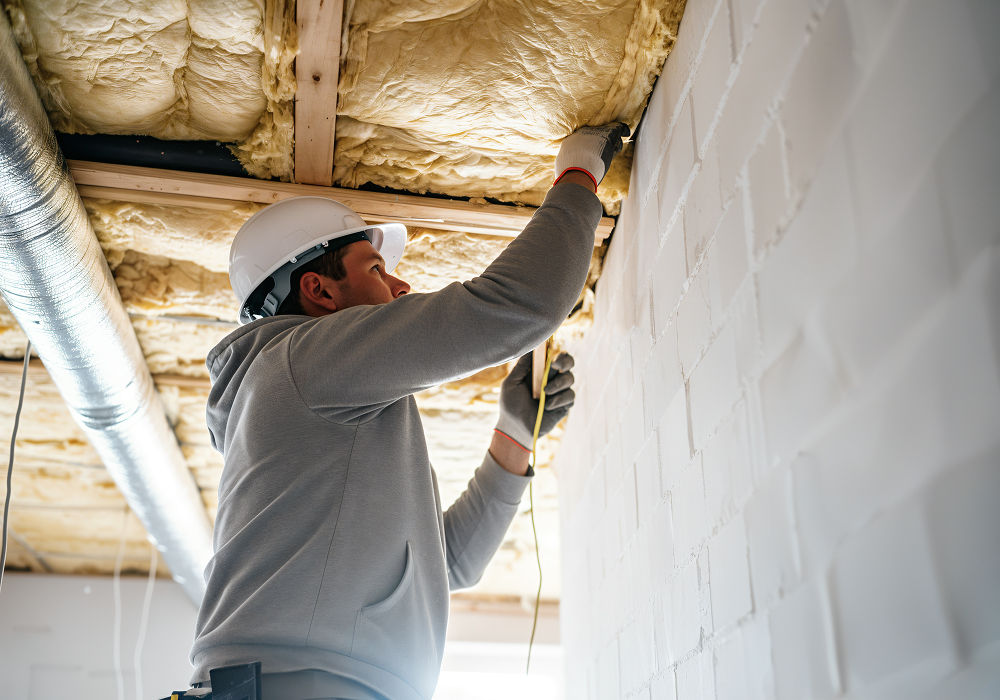 Un artisans partenaire d'Homélior réalisant des travaux d'isolation